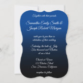 Deep Blue Black Ombre Elegant Calligraphy Wedding Kaart (Voorkant)