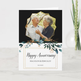 Deep Blue Bloemen Elegante herfst bruiloft Bedankkaart