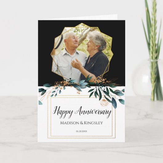 Deep Blue Bloemen Elegante herfst bruiloft Bedankkaart (Voorkant)