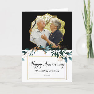 Deep Blue Bloemen Elegante herfst bruiloft Bedankkaart