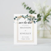 Deep Blue Bloemen Elegante herfst bruiloft Briefkaart (Staand voorkant)