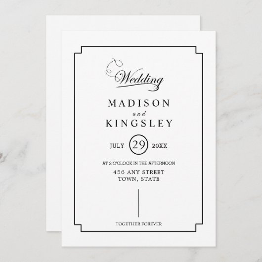 Deep Blue Bloemen Elegante herfst bruiloft Kaart (Voorkant / Achterkant)