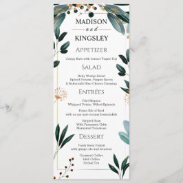 Deep Blue Bloemen Elegante herfst bruiloft Menu