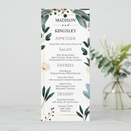 Deep Blue Bloemen Elegante herfst bruiloft Menu