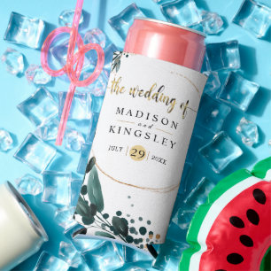 Deep Blue Bloemen Elegante herfst bruiloft Seltzer Blikjeskoeler