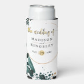 Deep Blue Bloemen Elegante herfst bruiloft Seltzer Blikjeskoeler (Seltzer Voorkant)