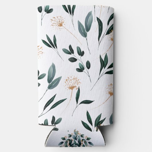 Deep Blue Bloemen Elegante herfst bruiloft Seltzer Blikjeskoeler (Achterkant)