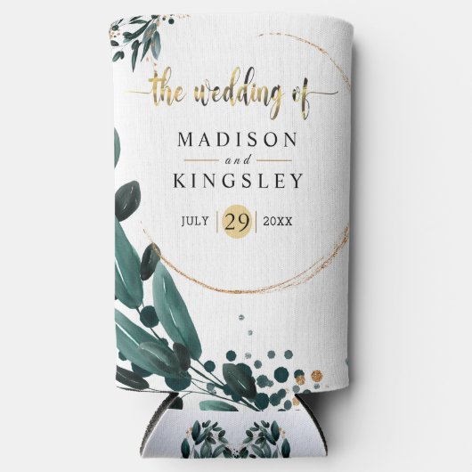 Deep Blue Bloemen Elegante herfst bruiloft Seltzer Blikjeskoeler (Voorkant)