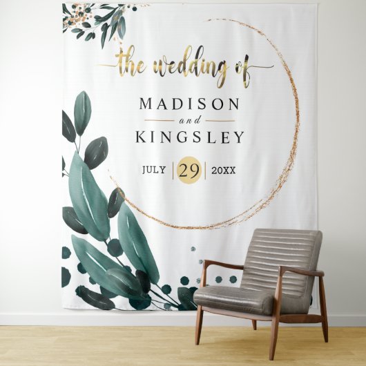 Deep Blue Bloemen Elegante herfst bruiloft Wandkleed (In situ)