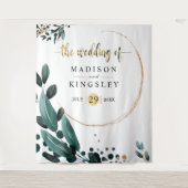 Deep Blue Bloemen Elegante herfst bruiloft Wandkleed (Voorkant)