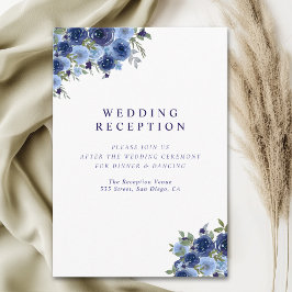 Deep Blue Boho Florals – Rustic Wedding Informatiekaartje