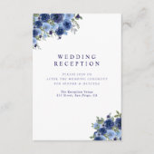 Deep Blue Boho Florals – Rustic Wedding Informatiekaartje (Voorkant)