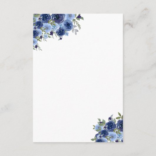 Deep Blue Boho Florals – Rustic Wedding Informatiekaartje (Achterkant)