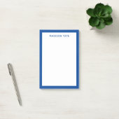 Deep Blue Border Modern Monogram Name Post-it Note (Kantoor)
