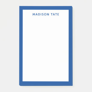 Deep Blue Border Modern Monogram Name Post-it Note