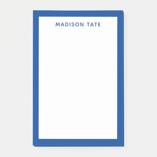 Deep Blue Border Modern Monogram Name Post-it Note (Voorkant)