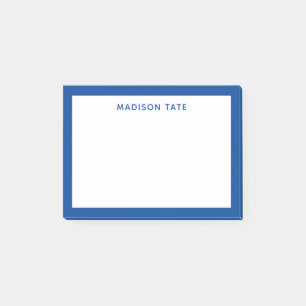 Deep Blue Border Moderne Monogram Professional Post-it® Notes