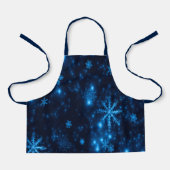 Deep Blue Bright Sneeuwvlokken Feestdagen Klein Schort (Voorkant)