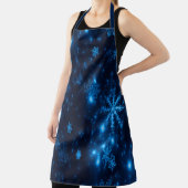 Deep Blue Bright Sneeuwvlokken Feestdagen Large Schort (Insitu)