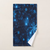 Deep Blue Bright Sneeuwvlokken Feestdagen Naam Bad Handdoek (Handdoek)