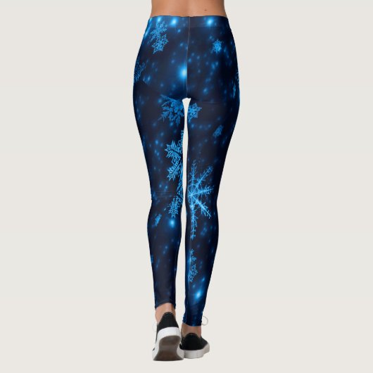 Deep Blue & Bright Sneeuwvlokken Leggings (Achterkant)