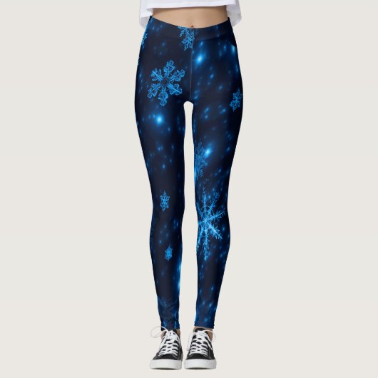 Deep Blue & Bright Sneeuwvlokken Leggings (Voorkant)