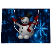 Deep Blue & Bright Sneeuwvlokken Sneeuwman, laat h Large Cadeautasje (Voorkant)