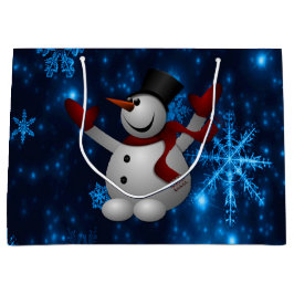 Deep Blue & Bright Sneeuwvlokken Sneeuwman, laat h Large Cadeautasje