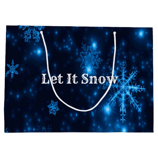 Deep Blue & Bright Sneeuwvlokken Sneeuwman, laat h Large Cadeautasje (Achterkant)