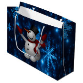 Deep Blue & Bright Sneeuwvlokken Sneeuwman, laat h Large Cadeautasje (Voorkant Gekanteld)