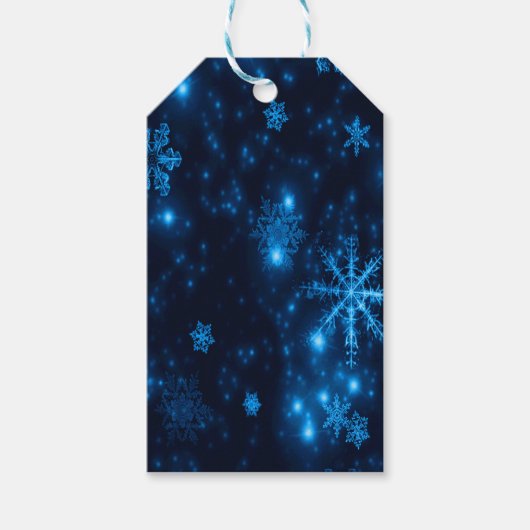 Deep Blue & Bright Snowflakes Gift Label Cadeaulabel (Voorkant)