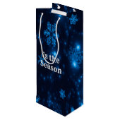 Deep Blue & Bright Snowflakes maken het nu fijn ta Wijn Cadeautas (Achterkant Gekanteld)