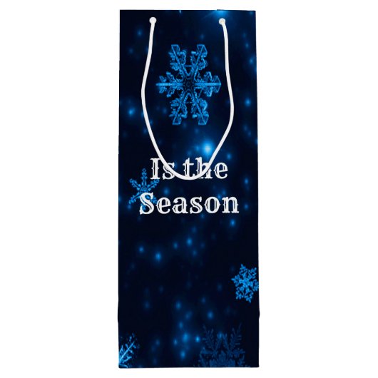 Deep Blue & Bright Snowflakes maken het nu fijn ta Wijn Cadeautas (Achterkant)