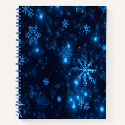 Deep Blue & Bright Snowflakes Notitieboek (Voorkant)