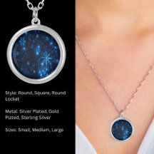Deep Blue & Bright Snowflakes Round Ketting