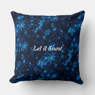 Deep Blue & Bright Snowflakes Square Sierkussen