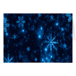 Deep Blue & Bright Snowflakes Wenskaart