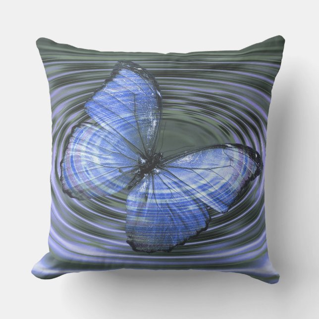 Deep Blue Butterfly ripples Kussen (Voorkant)