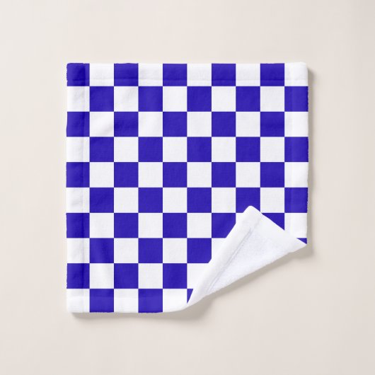 Deep blue checkered bad handdoek (Wasdoekje)