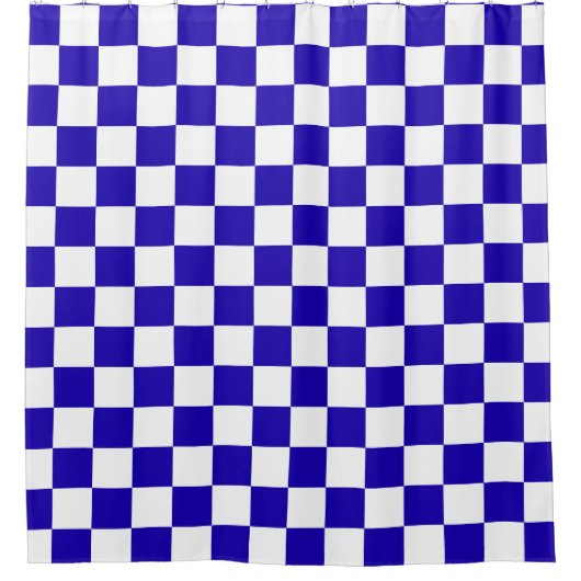 Deep blue checkered douchegordijn (Voorkant)