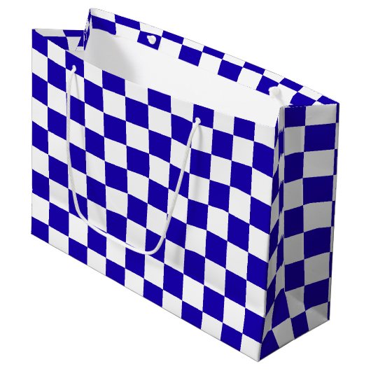 Deep blue checkered  groot cadeauzakje (Voorkant Gekanteld)