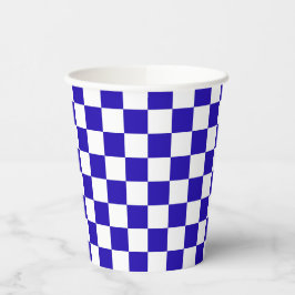 Deep blue checkered  papieren bekers