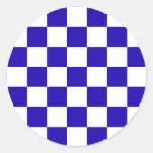 Deep blue checkered  ronde sticker (Voorkant)