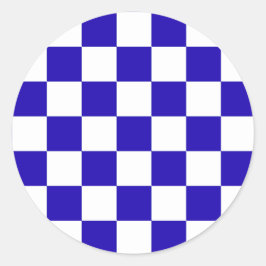Deep blue checkered  ronde sticker