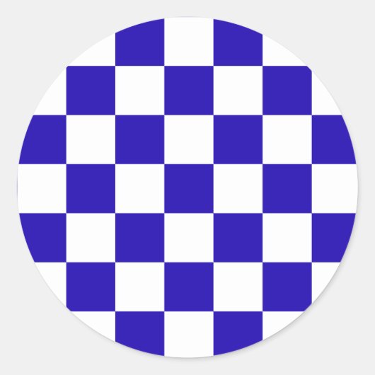 Deep blue checkered  ronde sticker (Voorkant)