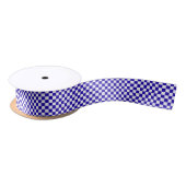 Deep blue checkered  satijnen lint (Spoel)