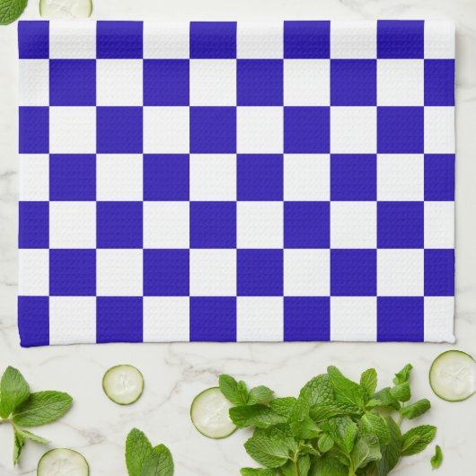 Deep blue checkered  theedoek (Gevouwen)