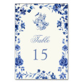 Deep Blue Chinoiserie  Bloemen Huwelijk Kaart (Voorkant)