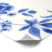 Deep Blue Chinoiserie  Bloemen Huwelijk Poster (Hoek)