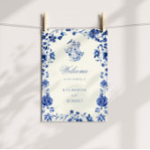 Deep Blue Chinoiserie  Bloemen Huwelijk Poster